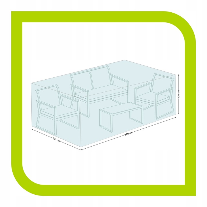DUŻY POKROWIEC NA MEBLE OGRODOWE KAWOWE 280X180X100 CM ETUI NA ZESTAW