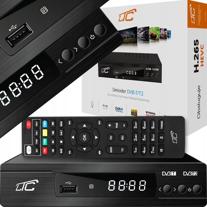 DEKODER TUNER TV NAZIEMNEJ DVB-T2 i DVB-C H.265 HEVC FULL HD USB HDMI