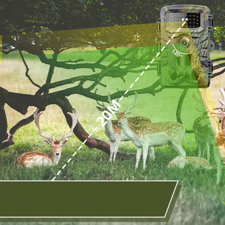 Kamera Leśna Fotopułapka Myśliwska Ip66 Czujnik Ruchu IR Tryb Nocny
