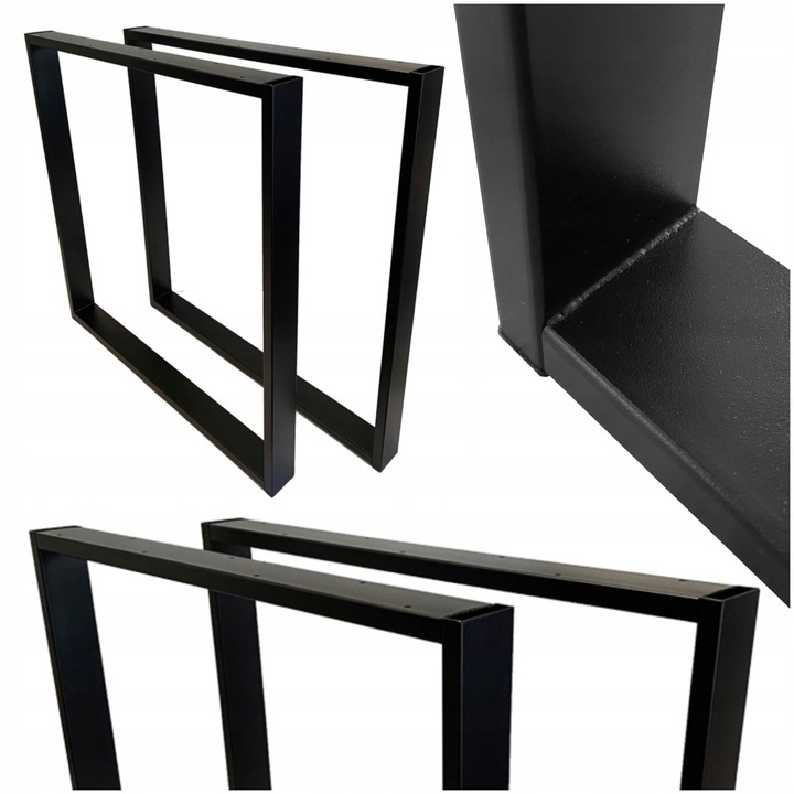 NOGI DO STOŁU BIURKA METALOWE CZARNE 80x72 CM PROFIL 6x2 CM LOFTOWE 2
