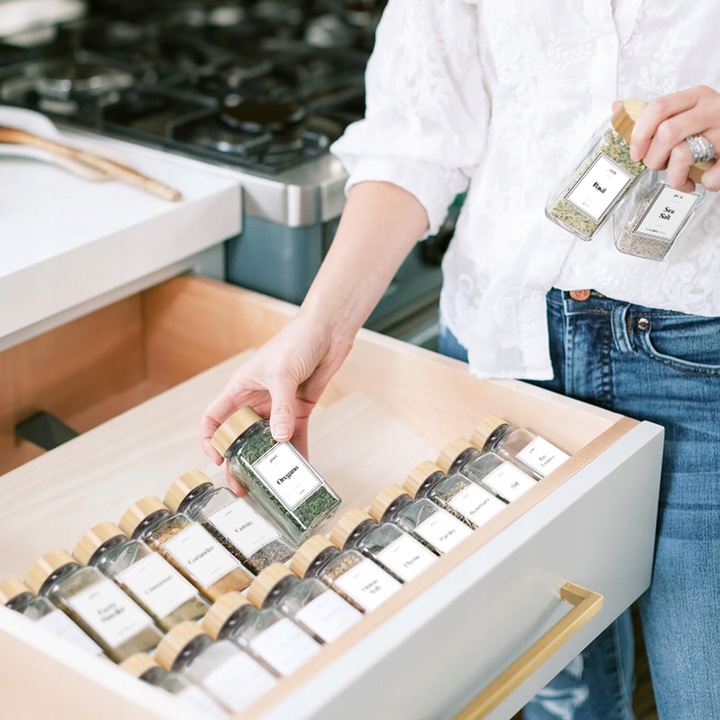 SZKLANE SŁOICZKI 120ml NA PRZYPRAWY POJEMNIKI PRZYPRAWNIKI BAMBUSOWE