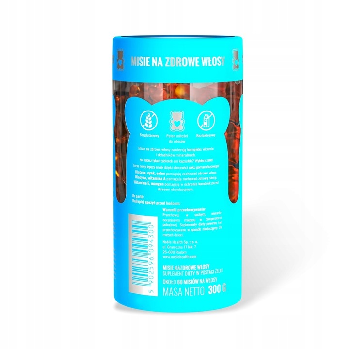 Misie na zdrowe włosy Noble Health żelki na włosy piękne gęste lśniące