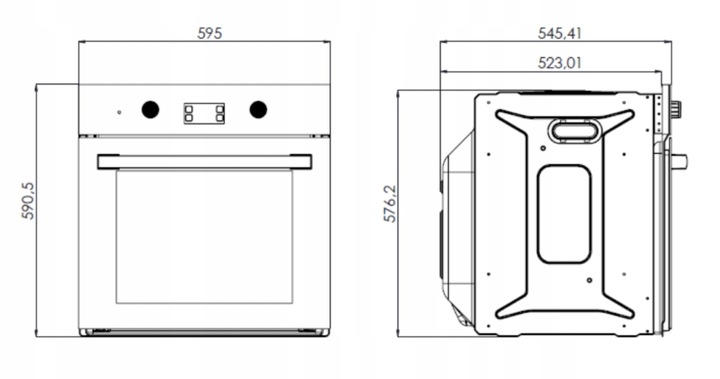 PIEKARNIK DO ZABUDOWY GŁĘBOKOŚĆ 55cm ELEKTRYCZNY 50L CZARNY POKRĘTŁA