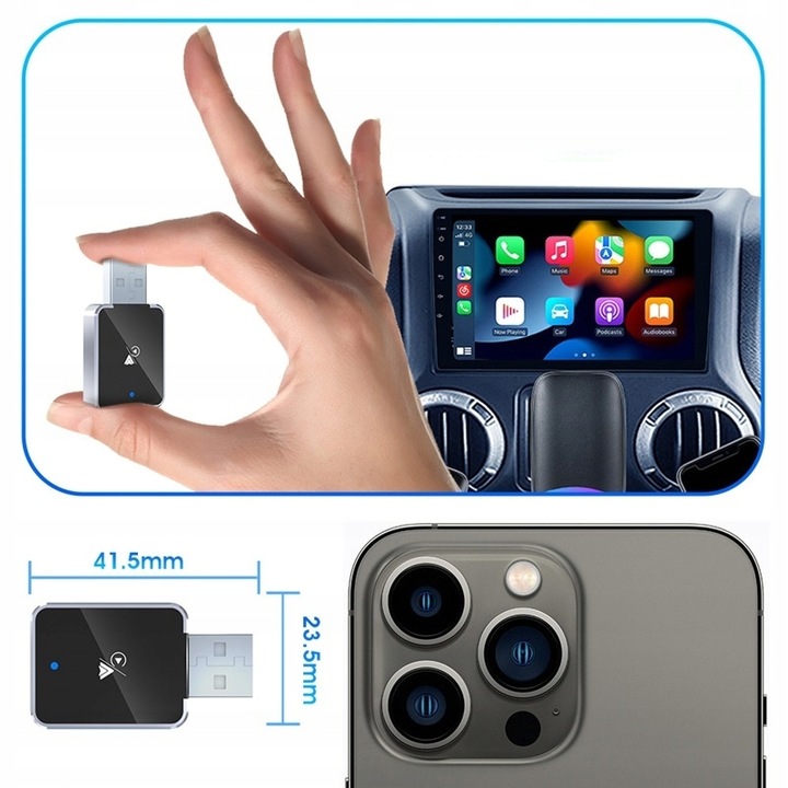 BEZPRZEWODOWY ADAPTER ANDROID AUTO CARPLAY 2W1 IPHONE USB USB-C