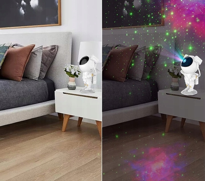PROJEKTOR GWIAZD ASTRONAUTA Lampka Nocna Rzutnik Dla Dzieci Led LASER PILOT
