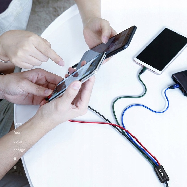 BASEUS SZYBKI KABEL 4W1 USB Lightning/2x USB C/micro USB MOCNY PRZEWÓD 1.2m