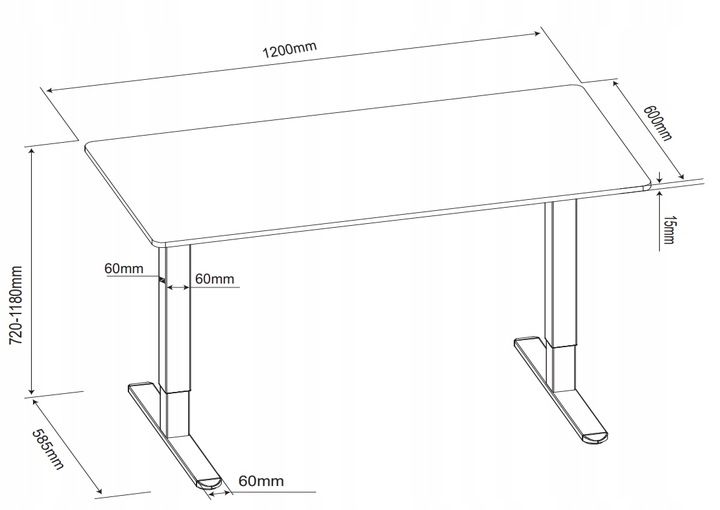 BIURKO ELEKTRYCZNE GAMINGOWE REGULOWANE 120 CM REGULACJA WYSOKOŚCI