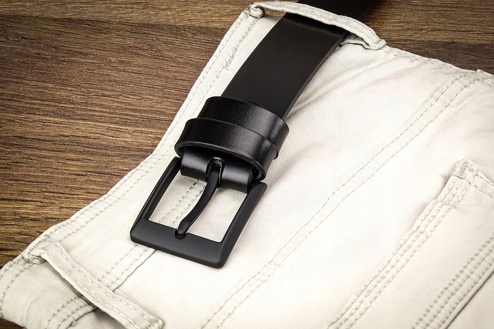 PASEK MĘSKI GRACIO CZARNA KLAMRA KLASYK Skórzany