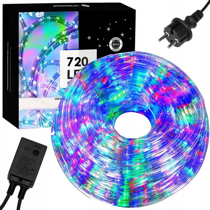 LAMPKI CHOINKOWE WĄŻ 720LED 30m MULTI ZEWNĘTRZNY PROGRAMATOR MULTIKOLOR