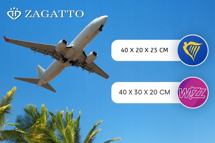 Plecak podróżny 40x25x15 do samolotu RYANAIR lekki bagaż podręczny ZAGATTO