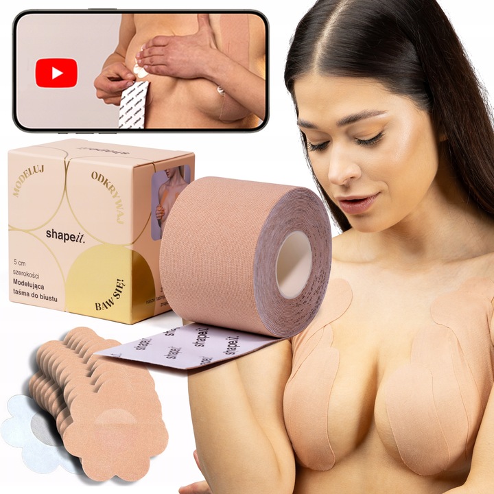 SHAPEIT. TAŚMA DO BIUSTU PODNOSZENIA BIUSTU TAPING PIERSI +INSTRUKCJA VIDEO