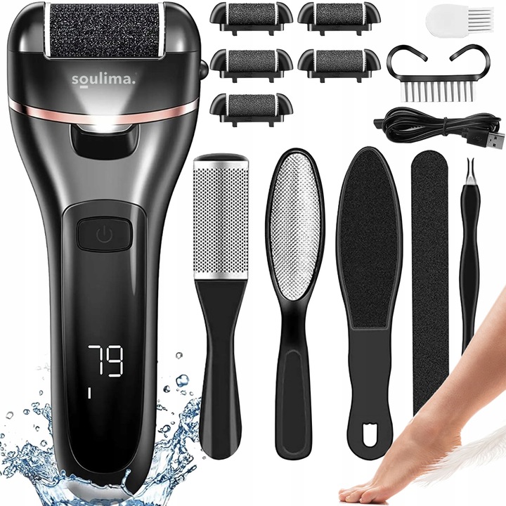 Elektryczny Pilnik do Stóp Pięt Frezarka Tarka Zestaw 6 Rolek Bezprzewodowy