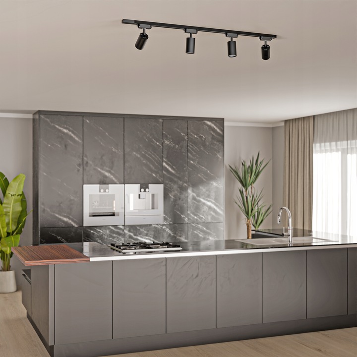 Zestaw Szynoprzewód Szyna 1m + 4x Oprawa Halogenowa LED GU10 Lampa