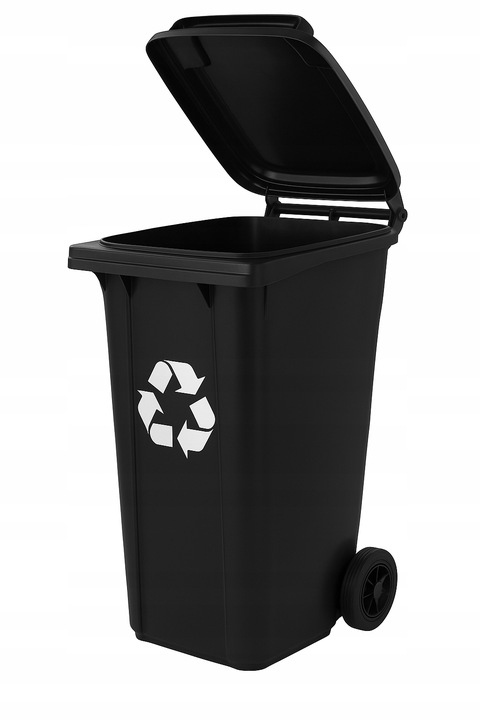 Pojemnik na Śmieci 120l Kosz Odpady Kubeł do Segregacji Mocny Czarny