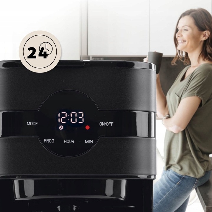 EKSPRES DO KAWY PRZELEWOWY Z TERMOSEM FILTREM BARISTA WYŚWIETLACZ LED