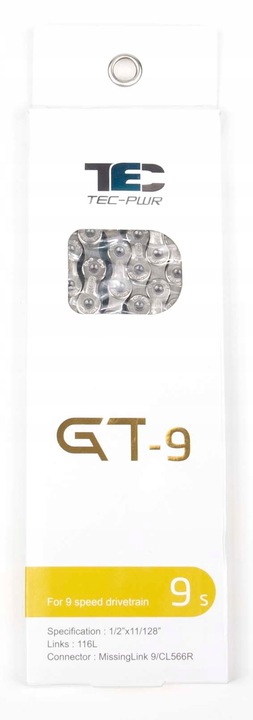 Łańcuch KMC TEC GT-9, 116 ogniw 9-RZ + zapinka