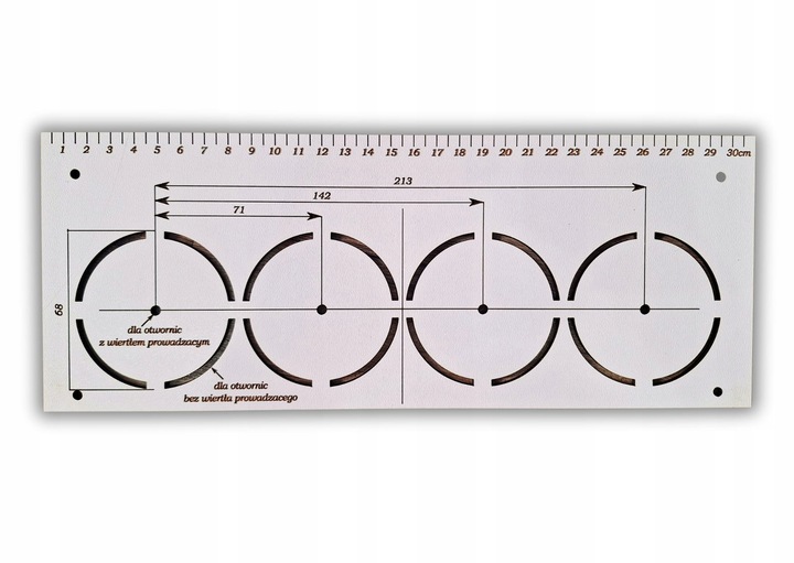 Szablon Wzornik do otworów puszek prądowych 68mm