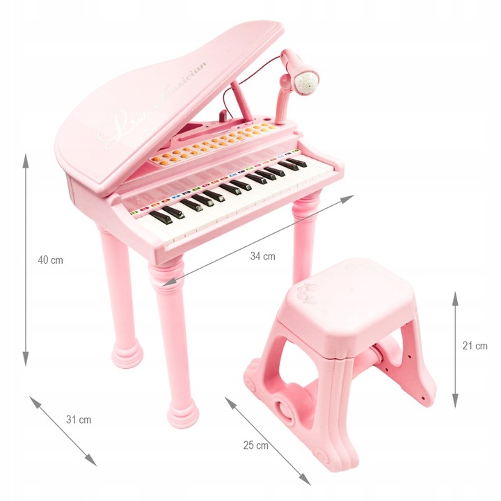 PIANINO ORGANY KEYBOARD DLA DZIECI KRZESEŁKO MIKROFON NAGRYWANIE KARAOKE