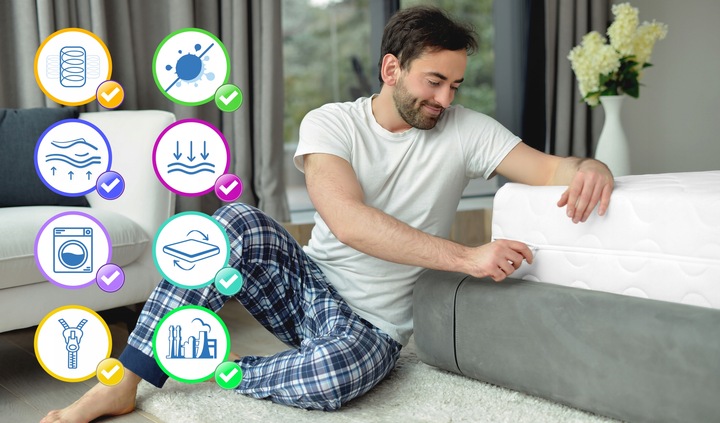 Materac kieszeniowy 160x200 Prestige Kokos Twardy 26cm z pokrowcem H4