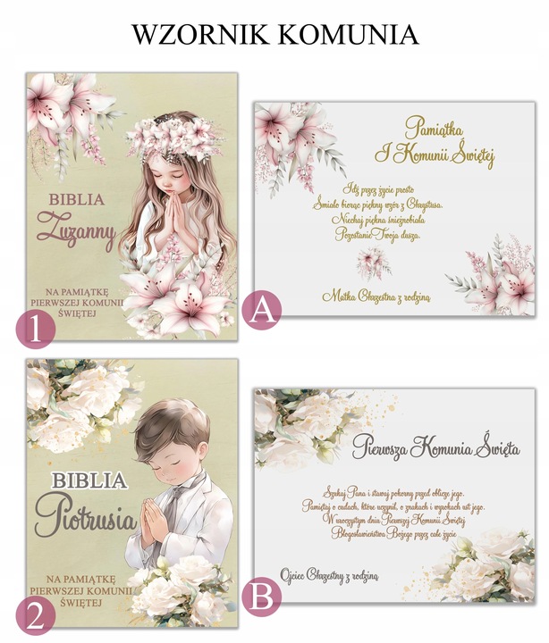 Biblia Pismo Święte Komunia Chrzest Pudełko Grawer Pamiątka PIĘKNE WZORY