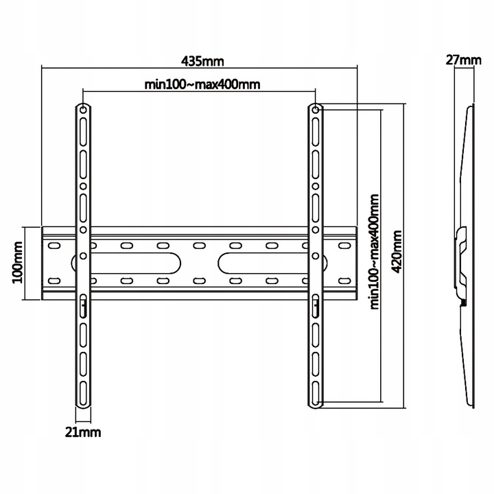 MOCNY UCHWYT TV WIESZAK DO TELEWIZORA LCD PŁASKI CALI VESA ŚCIENNY