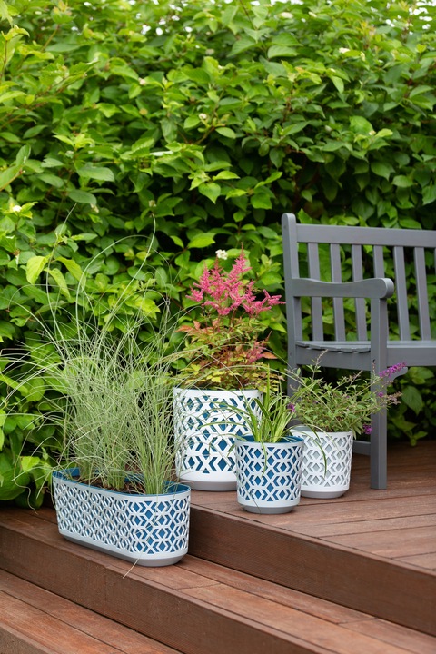 Doniczka AZTEK 14 h15 k-Czarny + w-Złoty Jasny