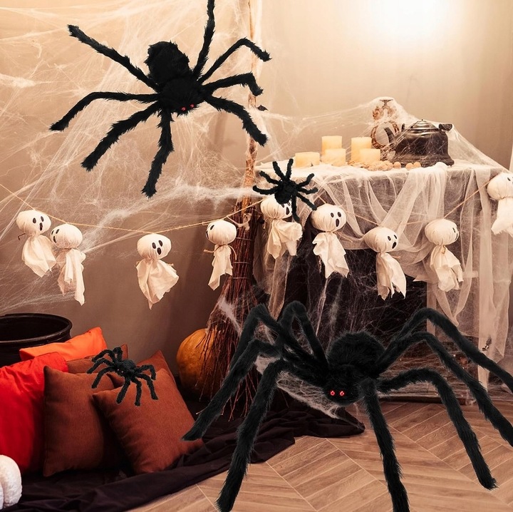 PAJĄK GiGANT HALLOWEEN WŁOCHATY STRASZNY Dekoracja Ozdoba Olbrzymi