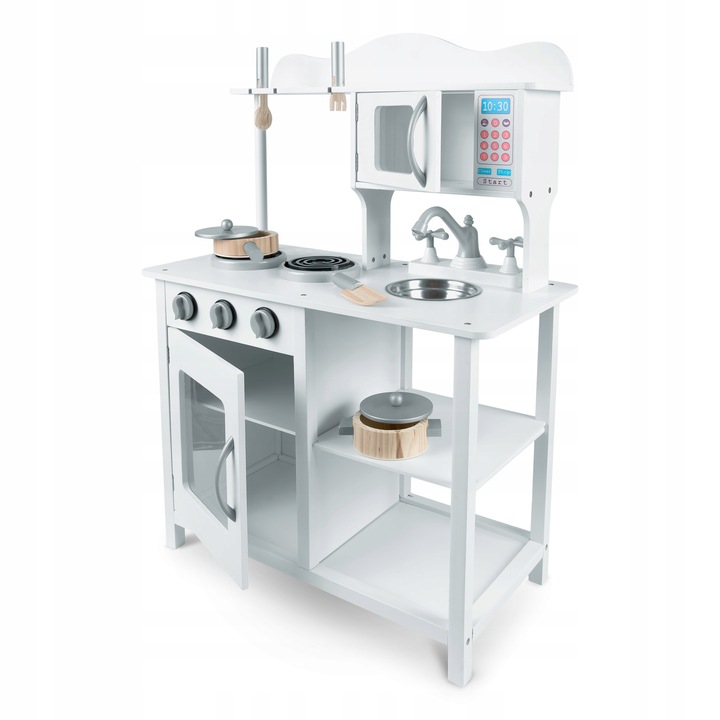 ZESTAW KUCHNIA DREWNIANA DLA DZIECI KUCHENKA RETRO DUŻA PALNIKI + ACKESORIA