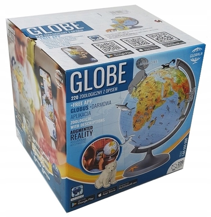 Globus ZOOLOGICZNY 220mm +książka karton APLIKACJA Produkt Polski zwierzęta