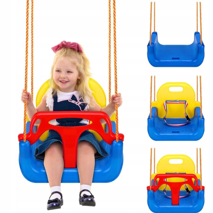 Huśtawka Ogrodowa Modułowa domowa dla Dzieci 3w1 Mocna na Linach Bezpieczna