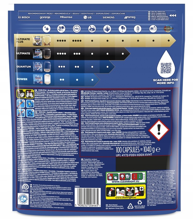 Kapsułki Do Zmywarki Tabletki Quantum All-In-1 Lemon Finish 64 sztuki