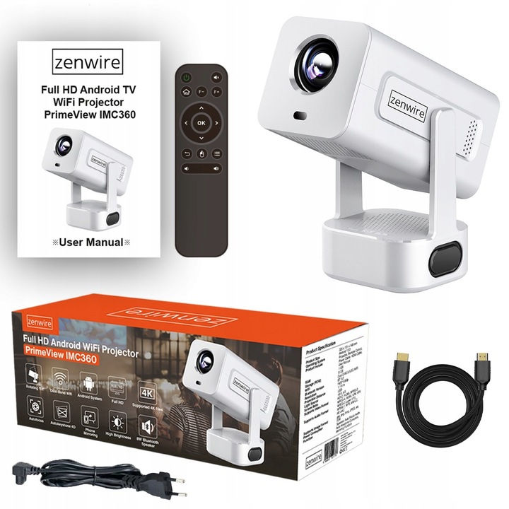 Mini Projektor Przenośny Rzutnik Android 13 WiFi 360 Full HD 4K do