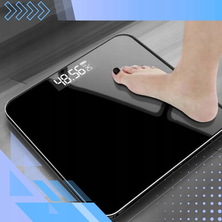 WAGA ŁAZIENKOWA ELEKTRONICZNA SZKLANA LED SLIM PRECYZYJNA 180 KG +