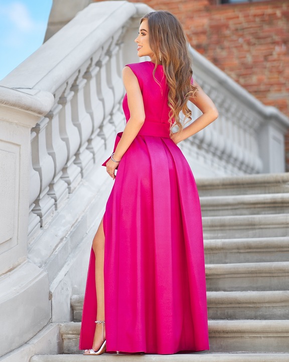 Lea 2 ECRU DŁUGA SUKIENKA z DEKOLTEM ślubna 48