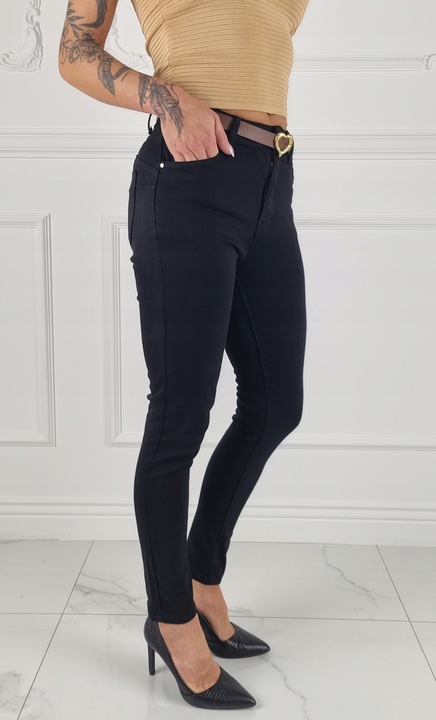 M.SARA SPODNIE JEANSOWE DAMSKIE WYSOKI STAN DUŻE ROZMIARY PASEK GRATIS