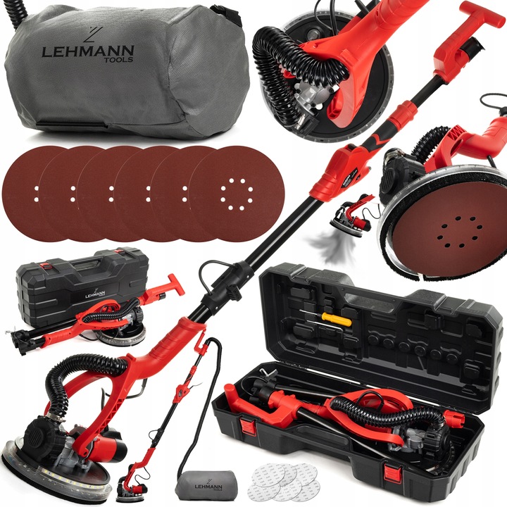 SZLIFIERKA DO GIPSU ŻYRAFA GŁADZI TYNKÓW LED Z ODSYSEM PAPIER WALIZKA WOREK