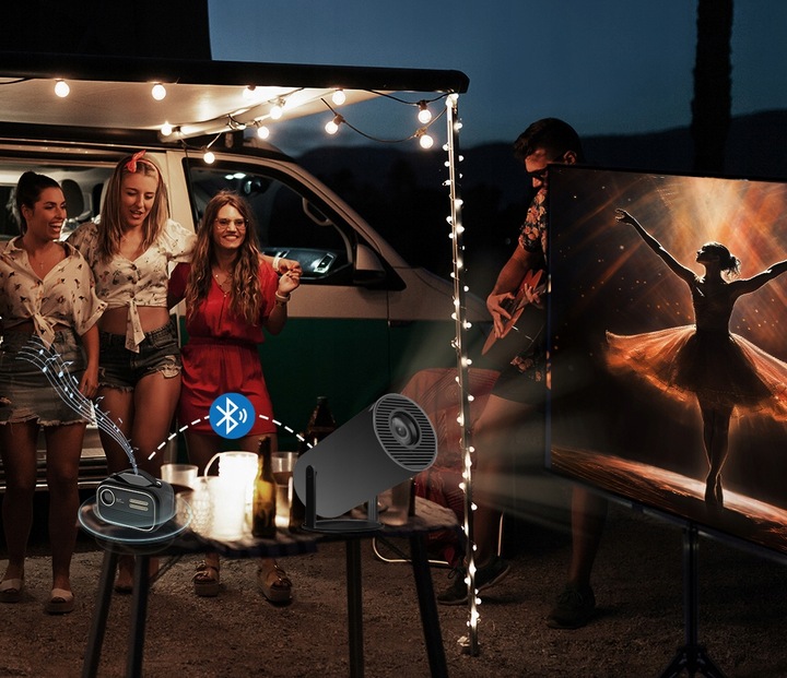 PRZENOŚNY PROJEKTOR OBROTOWY RZUTNIK GŁOŚNIK ANDROID SMART TV WIFI