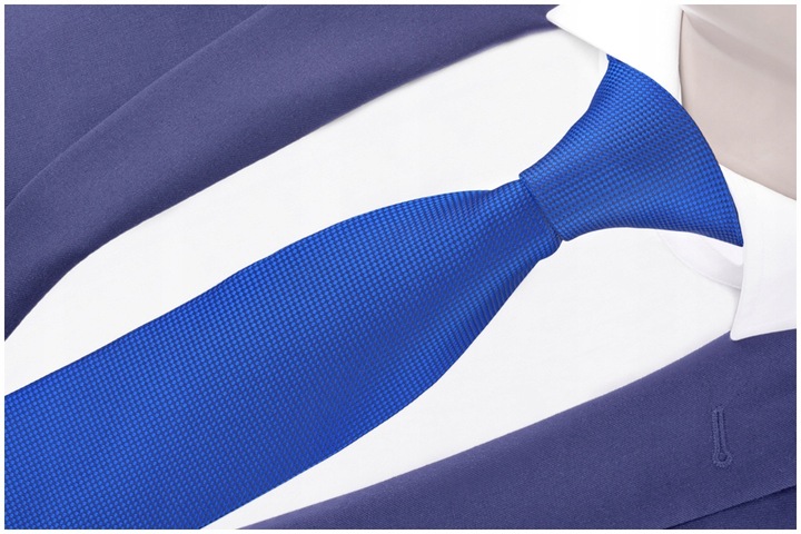 ŻAKARDOWY Krawat Męski w Groszki Chabrowy rc51