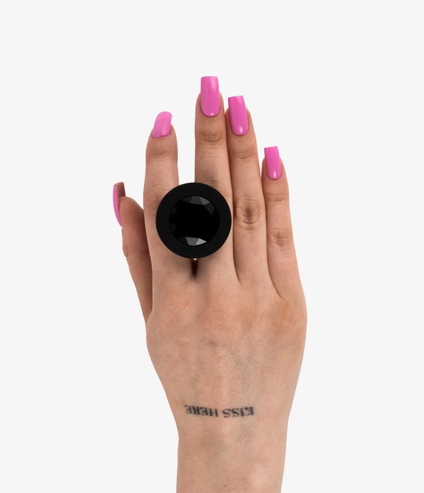 N69 korek analny silikonowy S czarny kryształek