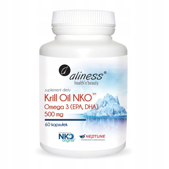 Aliness KRIL OIL OMEGA-3 NKO Olej z kryla 60 kap Serce Mózg ASTAKSANTYNA