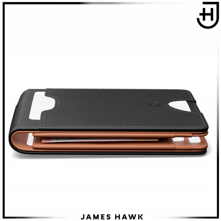 James Hawk Smart Wallet Skórzany portfel męski Slim Cienki 1,5 cm RFID