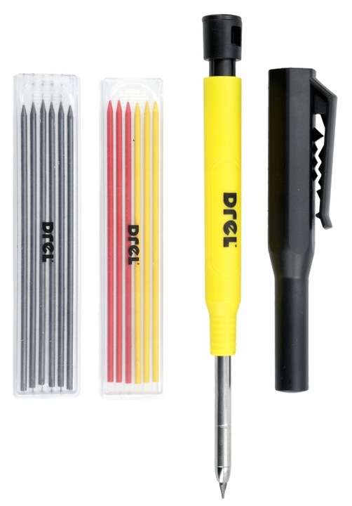 OŁÓWEK AUTOMATYCZNY Z TEMPERÓWKĄ + 12 KOLOROWYCH WKŁADÓW RYSIK BUDOWLANY