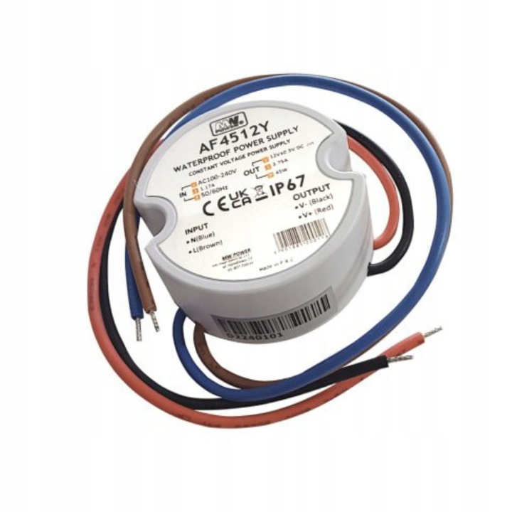 Zasilacz LED 12V Dopuszkowy Do Puszki Puszkowy 45W 3.75A DC Do Taśmy