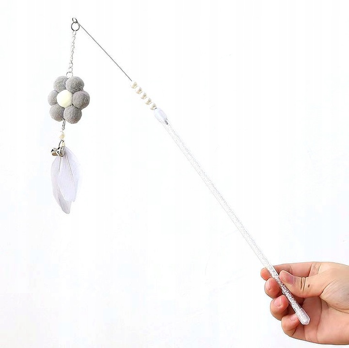 ZABAWKA DLA KOTA WĘDKA Z MASKOTKĄ 12 SZARA