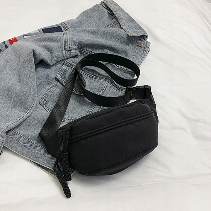 NERKA SASZETKA DAMSKA CZARNA POJEMNA LEKKA PODRÓŻNA BIODROWA ŚWIETNA