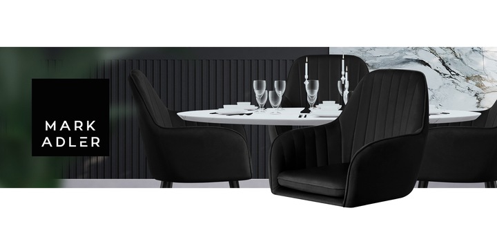 Krzesło welurowe tapicerowane MARK ADLER czarne do jadalni salonu loft