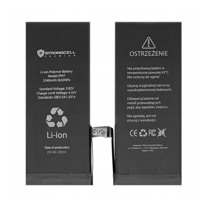 Bateria do iPhone 7 STRONGCELL A1660 A1778 A1779 Większa Pojemność 04.2024r