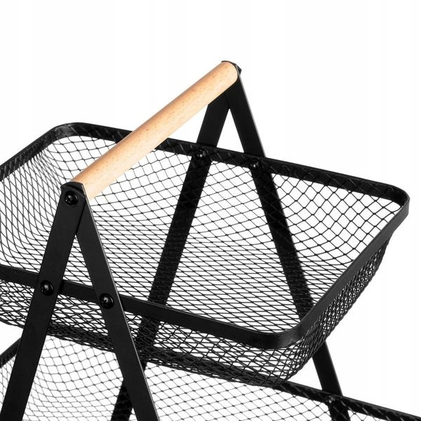 PATERA KOSZYK KOSZ TRZY POZIOMOWY NA OWOCE WARZYWA METALOWY CZARNY