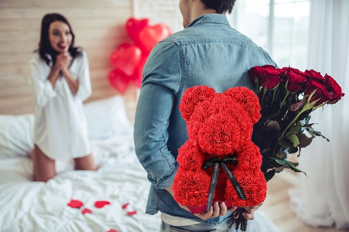 MIŚ Z PŁATKÓW RÓŻ XXL DUŻY NA WALENTYNKI DZIEŃ KOBIET PIĘKNY PREZENT +