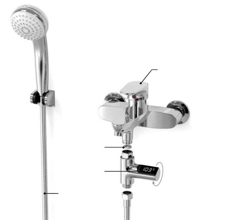 Termometr Prysznicowy Wannowy do Kąpieli pod Prysznic Wanna Wody Kranu